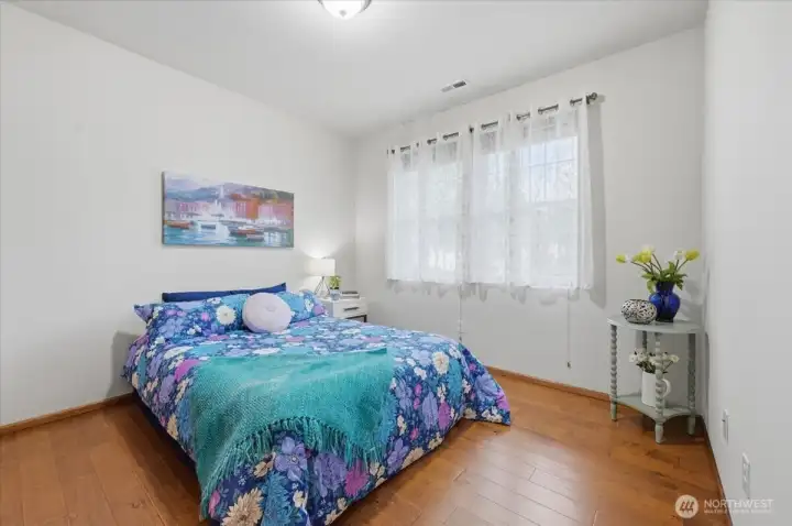 First bedroom - don't miss the closet organizers.