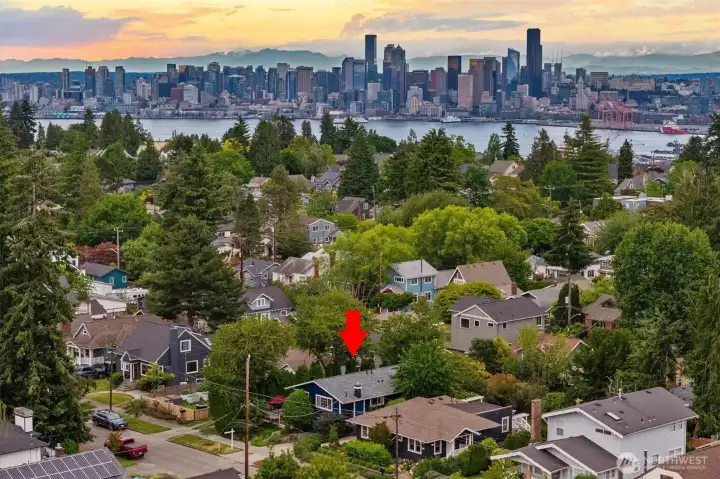 Aerial view showcasing the home’s location