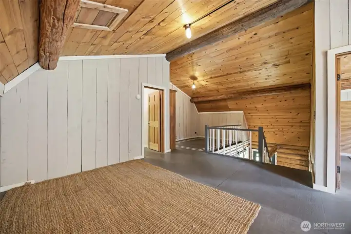 A large family room area is on the second floor. A large family room area is on the second floor.