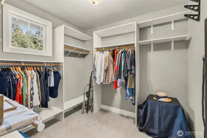 Spacious walk-in Closet with motion sensored lighting