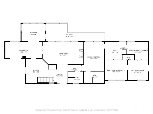 Main floor floorplan. Private side entrance for a home based business; massage therapist, nail tech, yoga studio, counselor, this space is perfect along with a separate waiting area. This also can provide private entry to the primary suite.