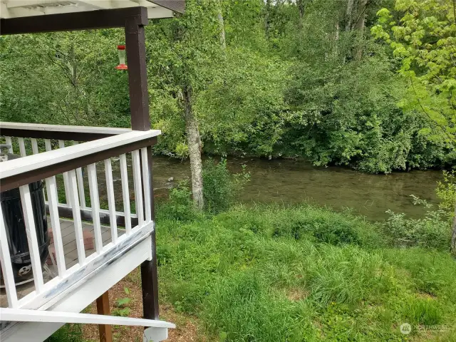 Looking down at he river from beside the front porch.