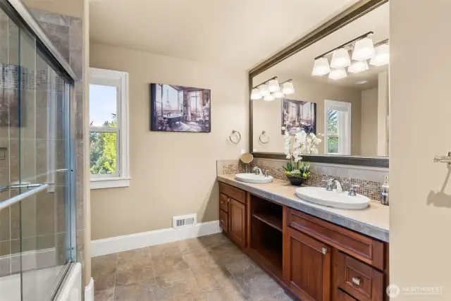 Another 5-pcs bathroom upstairs with tile flooring