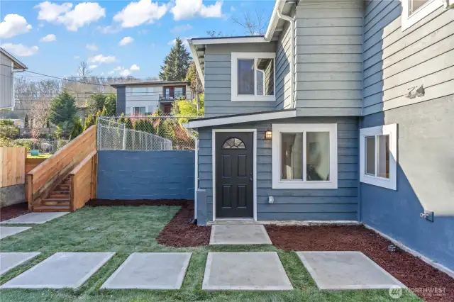B/Lower Floor: New Front door at this Entry to the 2-Bedroom portion.