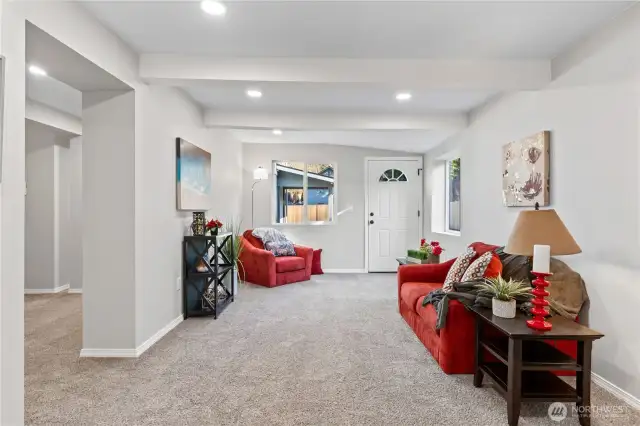 B/Lower Floor: View of Living Room from Back Door.