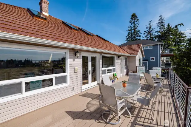 Composite decking, aluminum copper roof, westerly sunset views