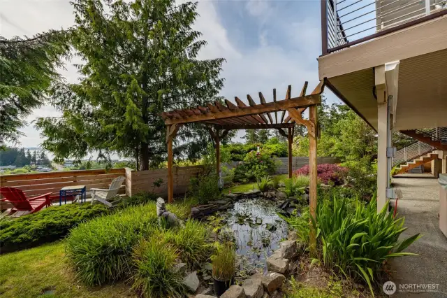 Immaculate garden with koi poind