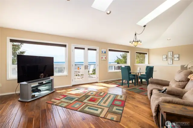 Expansive living and dining with huge windows
