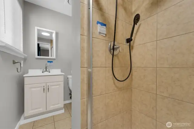 Bathroom off the primary bedroom with shower