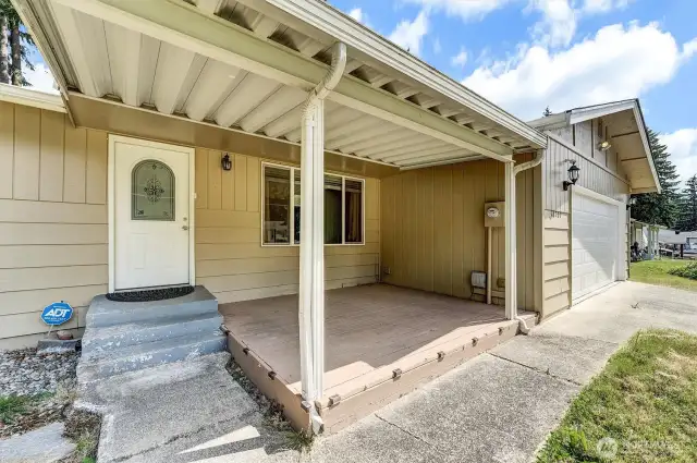 Front door and covered front deck