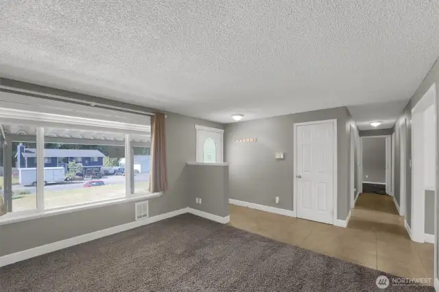 Looking at the front window from the living room