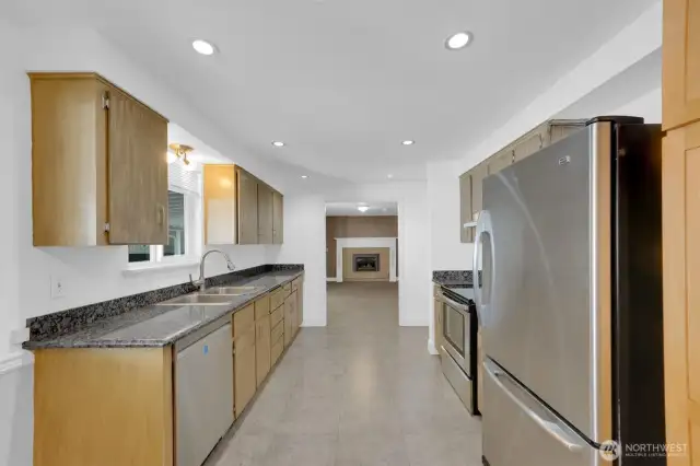 Viewing the kitchen towards the family room