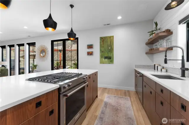 Stainless steel appliances all by KitchenAid.