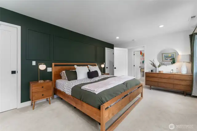 Primary Suite includes two closets, one is a walk-in.