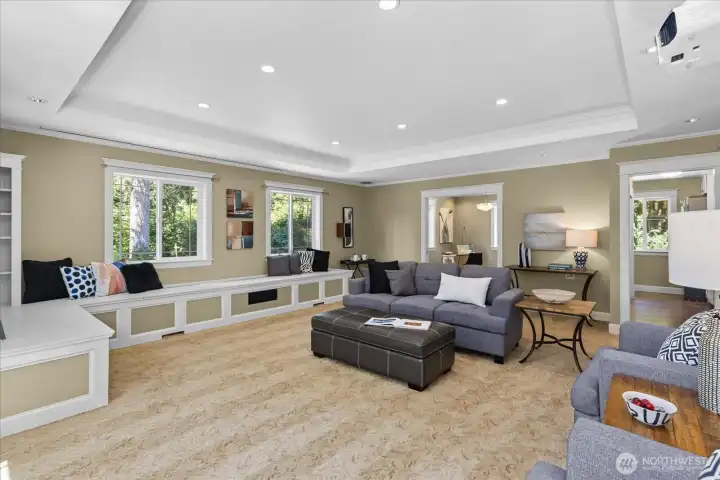 Upstairs Great Room with drop down movie screen