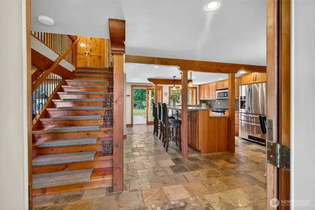 Welcome in to the home filled with reclaimed Doulgas Fir timber and wood craftsmanship detail.