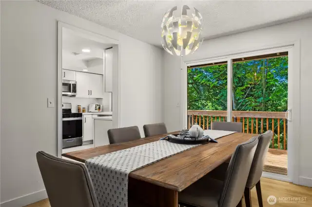 Dining room between living room and kitchen