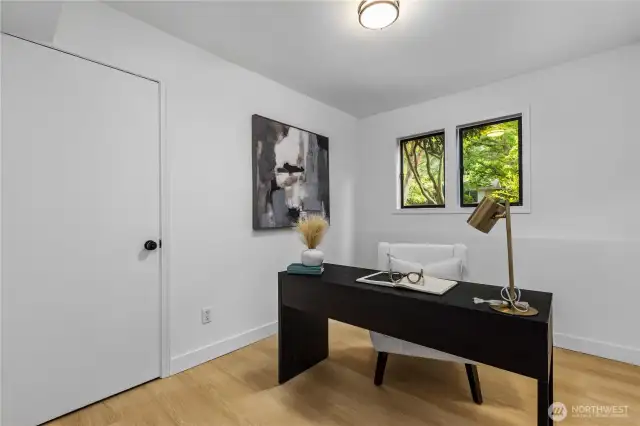 Lower level den that could easily live as a 4th bedroom