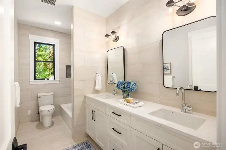 Heated tile floors in bathrooms!