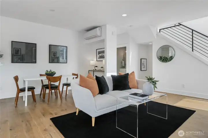 Main living area with dining space and modern finishes.