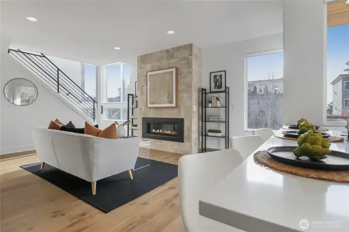 Kitchen opening to the main living area.