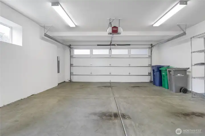 Attached two-car garage with generous space.