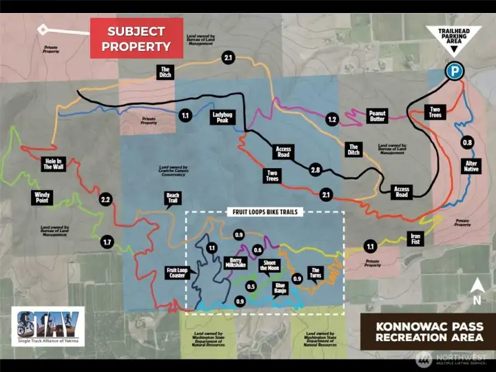 Here's a map of the Konnowac Pass Recreation Area in relation to the property.