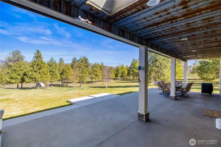 Covered porch with skylights