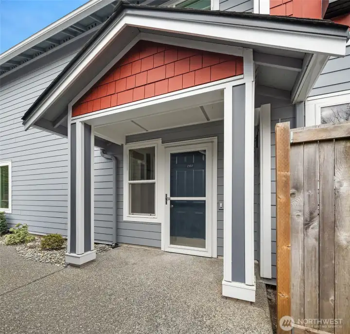 This lovely home has a main level entrance for easy access. A nice covered front entry to keep you dry on those rainy days.