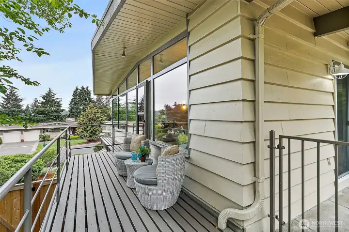 Deck offers the perfect setting to enjoy Puget Sound sunsets.