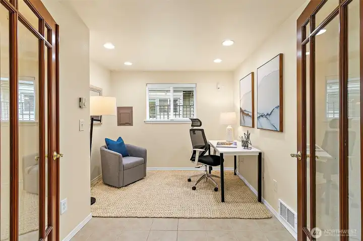 Private detached office offers a peaceful and productive work-from-home setting.