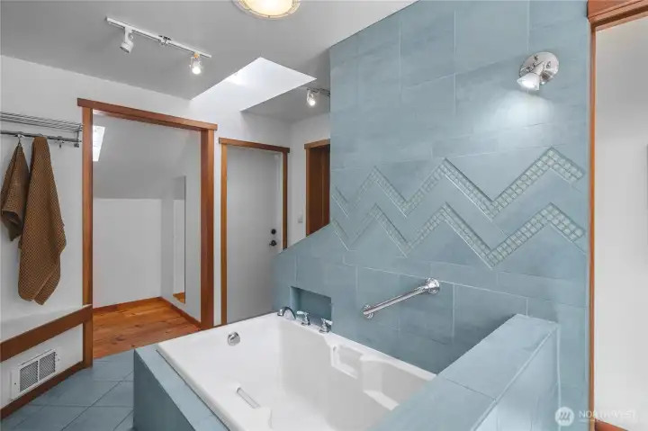 Primary Bath Steps to Back Door where Swim Spa and Sauna are located on Private Rear Deck