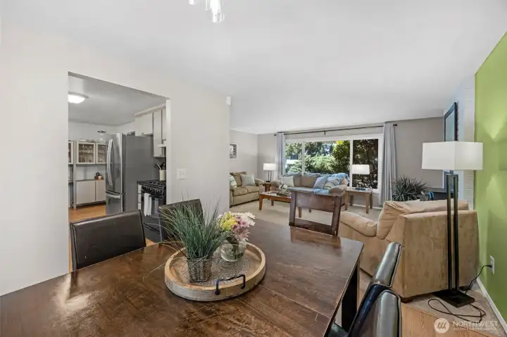 Great layout provides easy flow from living room to dining room and kitchen