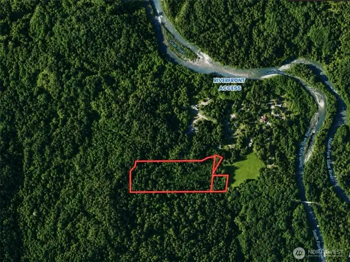 Overhead view with approximate boundaries in red. Overhead view with approximate boundaries in red.