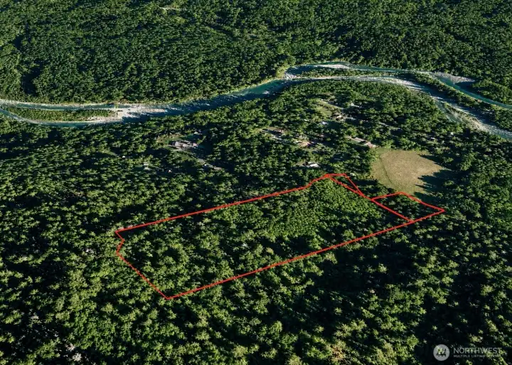 Overhead view with approximate boundaries in red. Overhead view with approximate boundaries in red.
