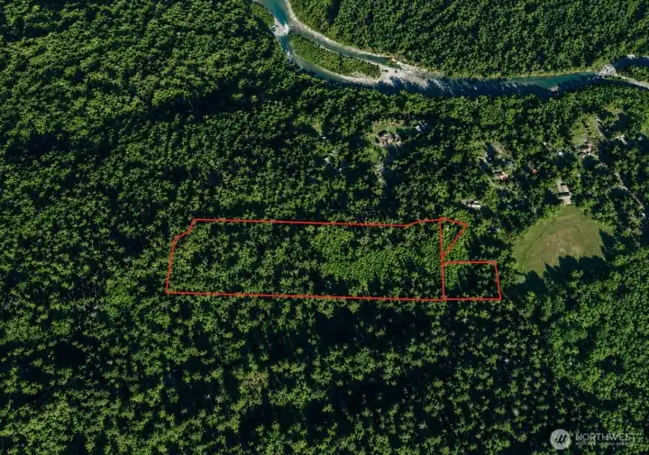 Overhead view with approximate boundaries in red. Overhead view with approximate boundaries in red.
