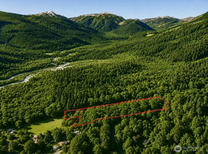 Overhead view with approximate boundaries in red. Overhead view with approximate boundaries in red.