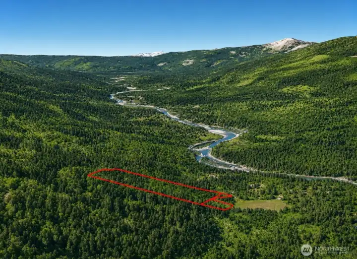 Overhead view with approximate boundaries in red. Overhead view with approximate boundaries in red.