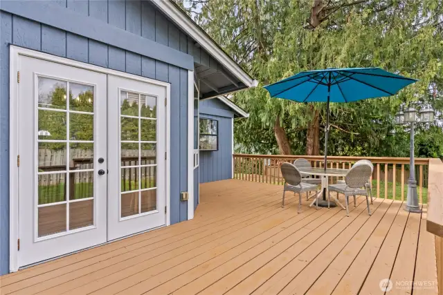 French doors leading to backyard patio