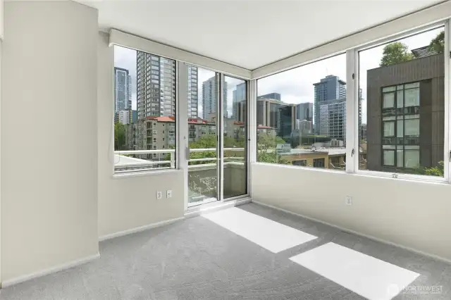 Second bedroom with sliding door to second Juliet balcony.