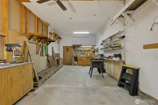 Third garage bay or extra shop space.