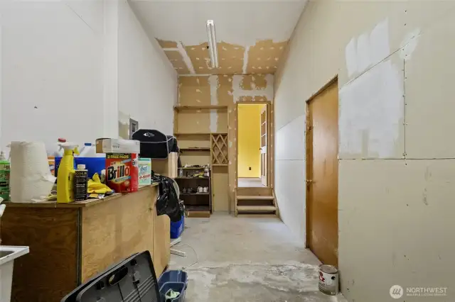 Shop space leading to hobby room.