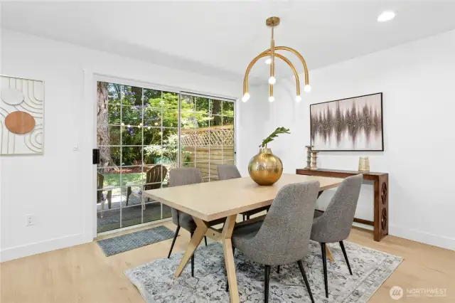 A very roomy dining space with access to the backyard...