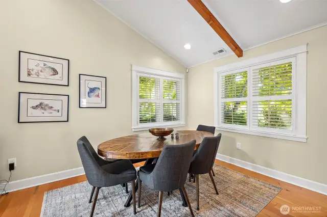 A lovely dining space is ready to host casual meals or your formal dinner parties for holidays and special occasions.