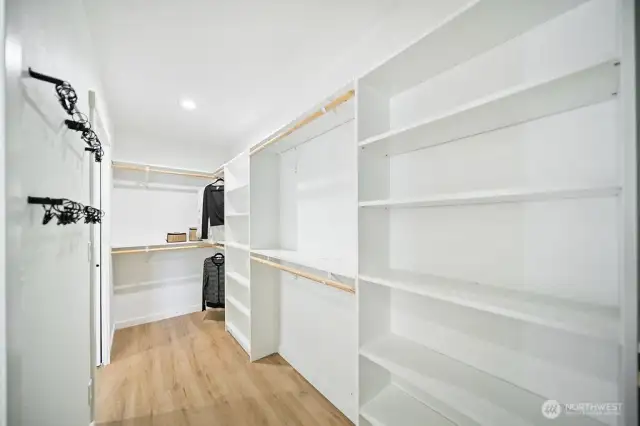 So much space in this double walk in primary closet.