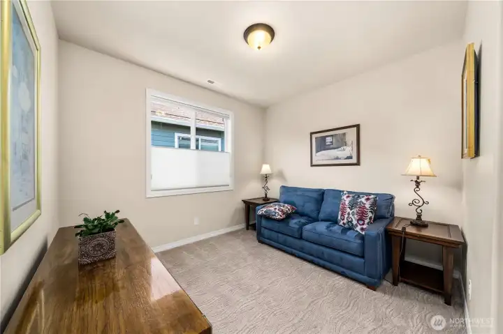 Guest bedroom with upgraded carpet & pad.