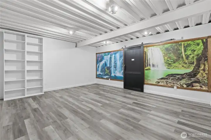 Huge bonus space with so much storage behind the barn door