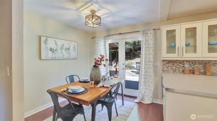 Enjoy easy access to the dining area, just steps from the kitchen.