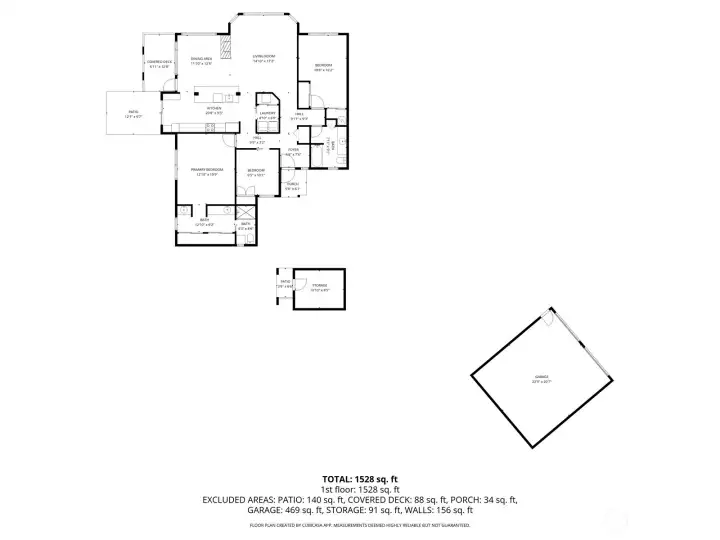 App drawn floor plan with measurements for informational purposes only. Measurements are close, but not completely accurate.