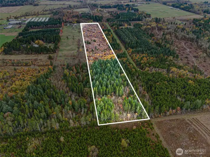 View from south end of property. Property lines approximate.